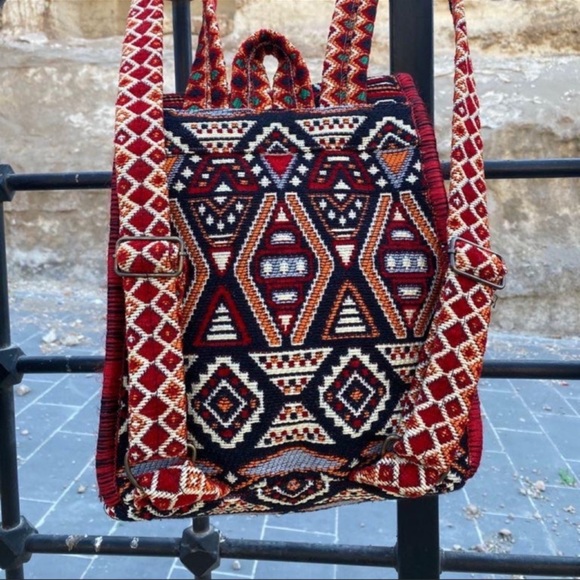 Turkish Kilim Boho Hippie Aztec Style Handmade Backpack - Picture 3 of 3